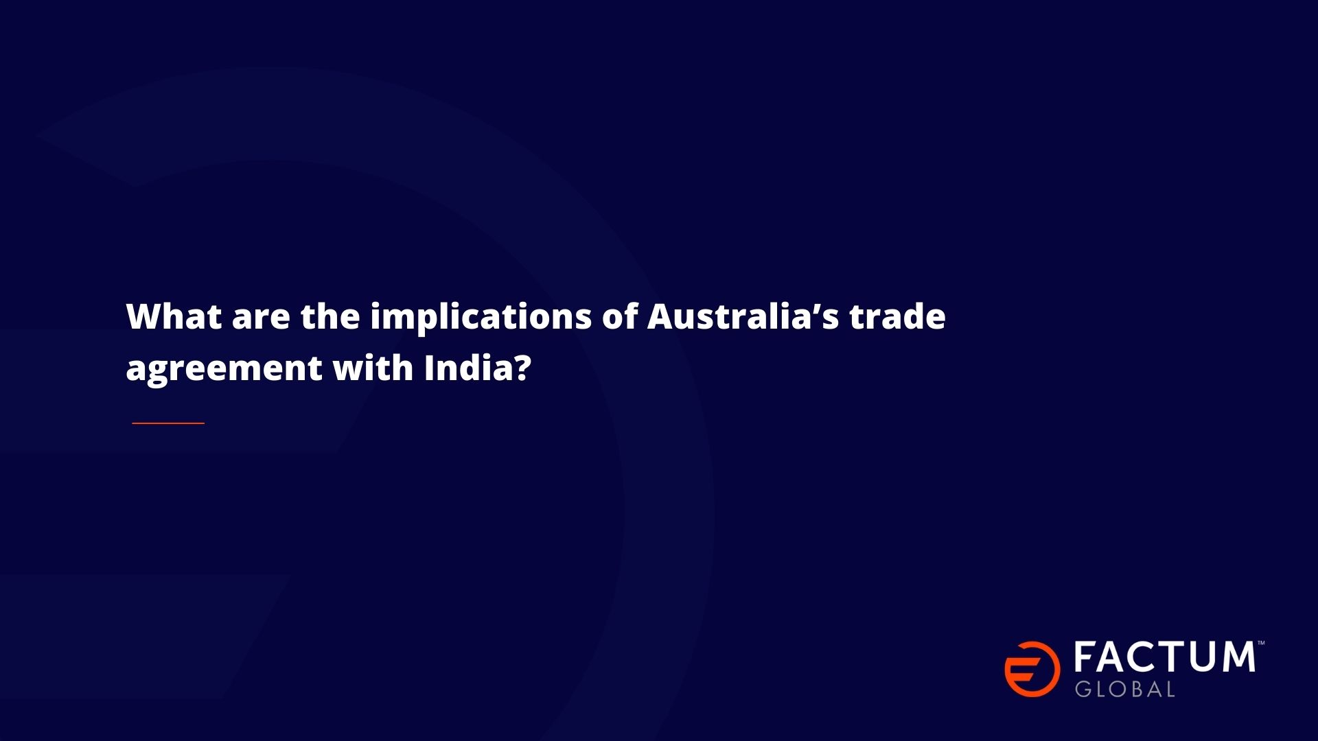 Australia's trade agreement with India