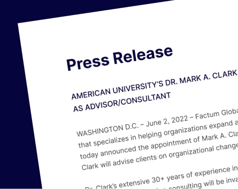 Press Release - Dr. Mark A. Clark